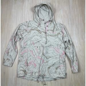 REI Co-op Hooded Anorak Pullover Jacket Womens Large Topographic Print Outdoor L